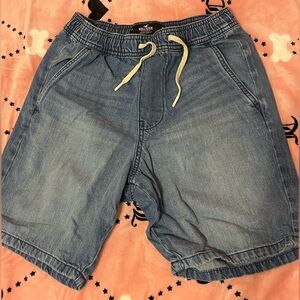 Hollister Blue Jean Shorts with Drawstring Waist and Cuffed Hems